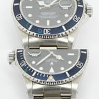 Rolex Submariner Date Number Aging Blue Gray Bezel SS Tritium Black Dial — view 8