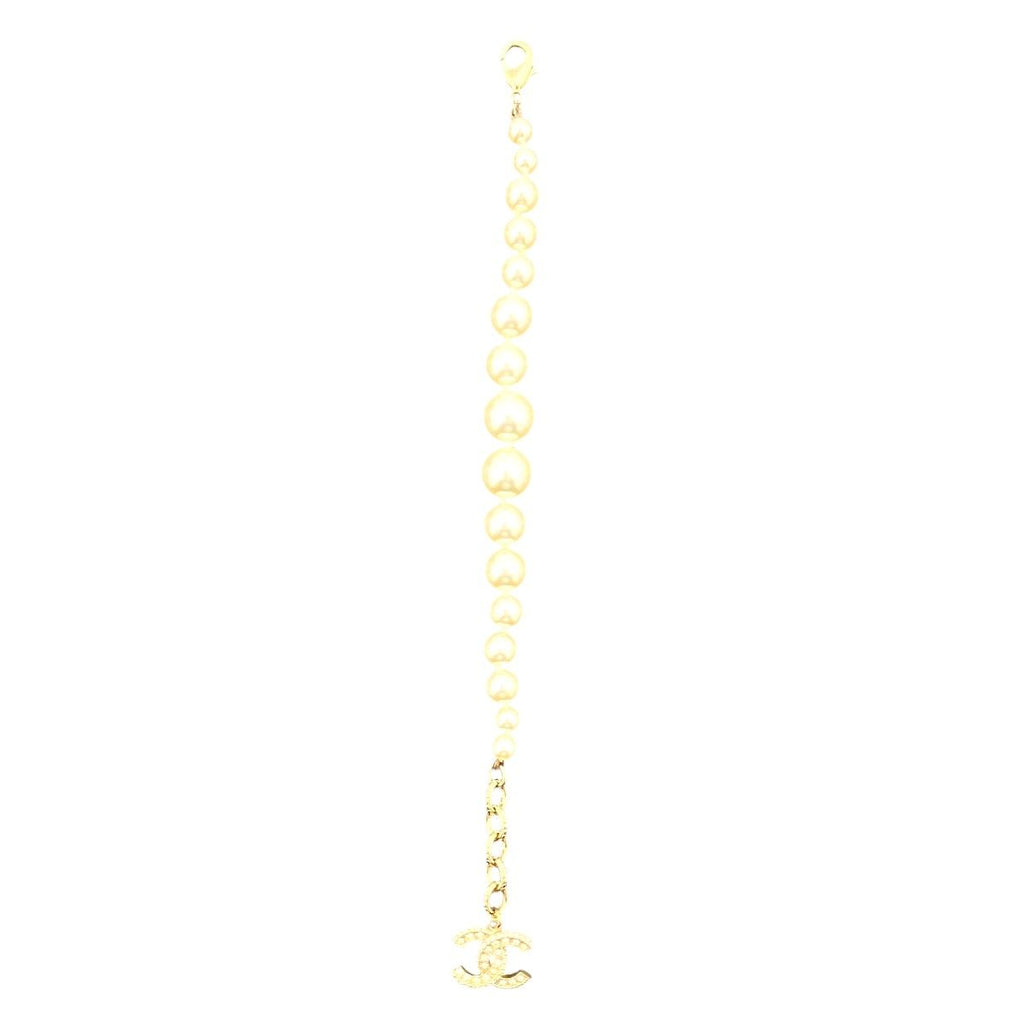 Chanel Faux Pearl Rhinestone Costume CC Logo Bracelet — view 8