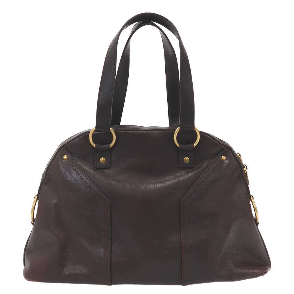 Saint Laurent Yves Midi Leather Handbag Brown — view 2