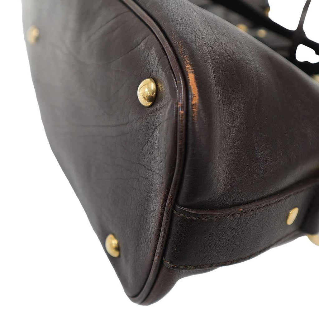 Saint Laurent Yves Midi Leather Handbag Brown — view 7