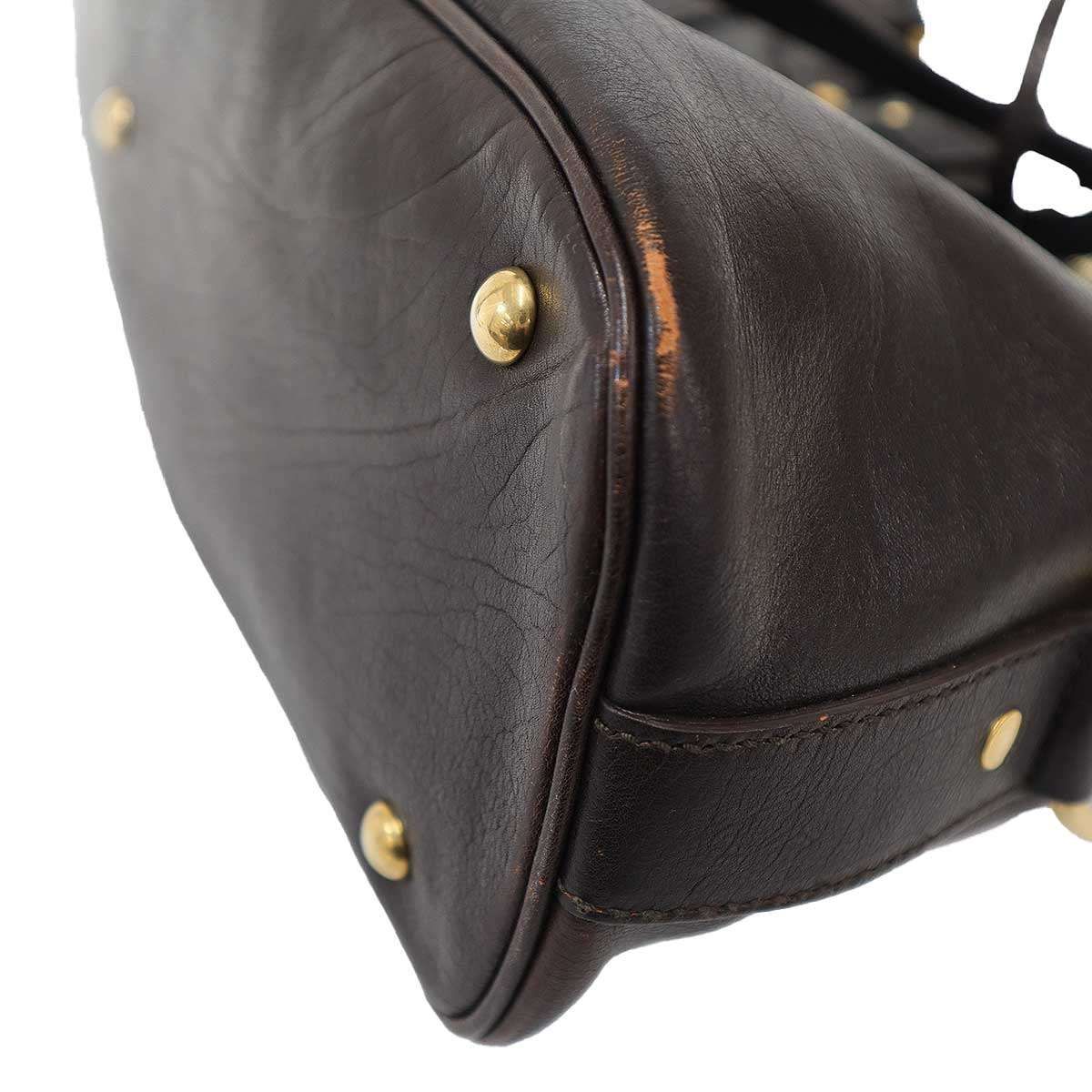 Saint Laurent Yves Midi Leather Handbag Brown — view 7
