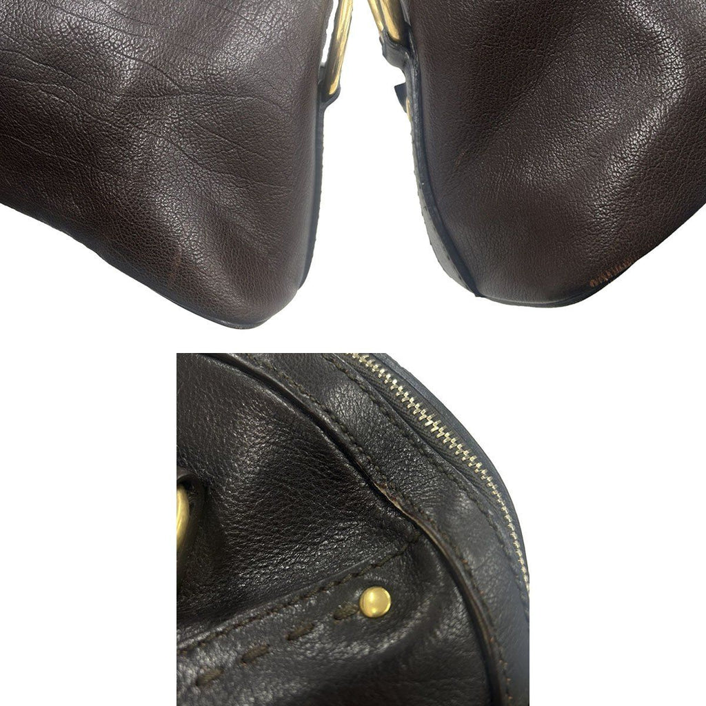 Saint Laurent Yves Midi Leather Handbag Brown — view 9