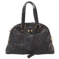 Saint Laurent Yves Midi Leather Handbag Brown