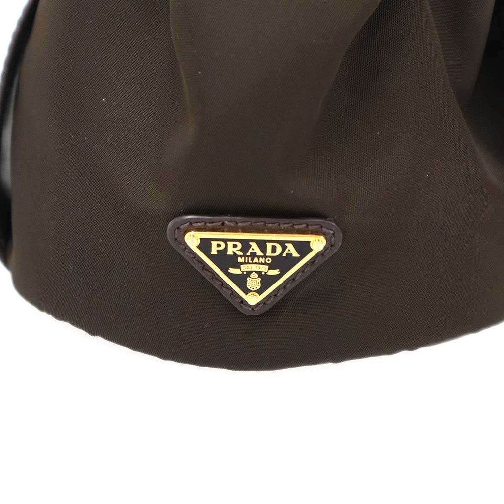 Prada Re-Nylon Petit Sac Noir Mini Bucket Bag Sac Leche Brown — view 5