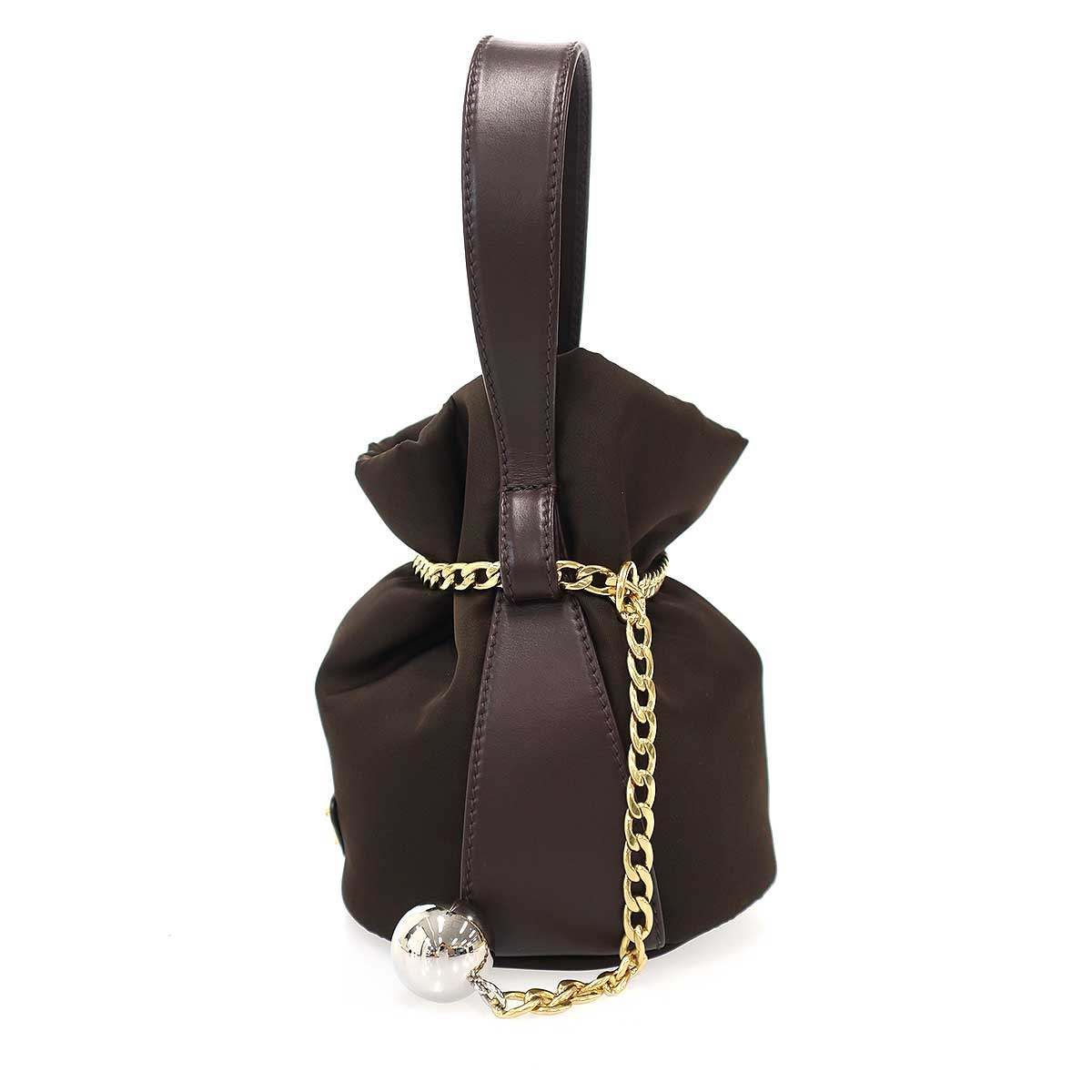 Prada Re-Nylon Petit Sac Noir Mini Bucket Bag Sac Leche Brown — view 3