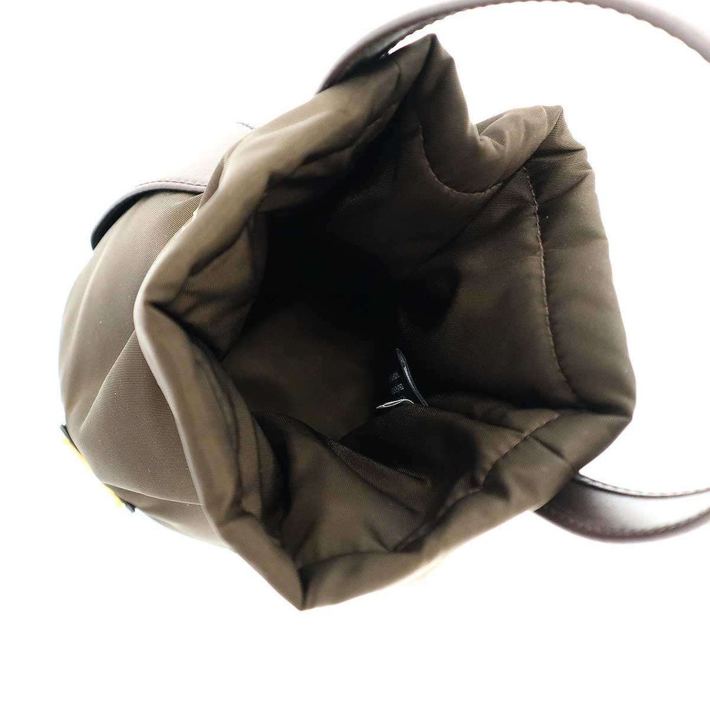 Prada Re-Nylon Petit Sac Noir Mini Bucket Bag Sac Leche Brown — view 6