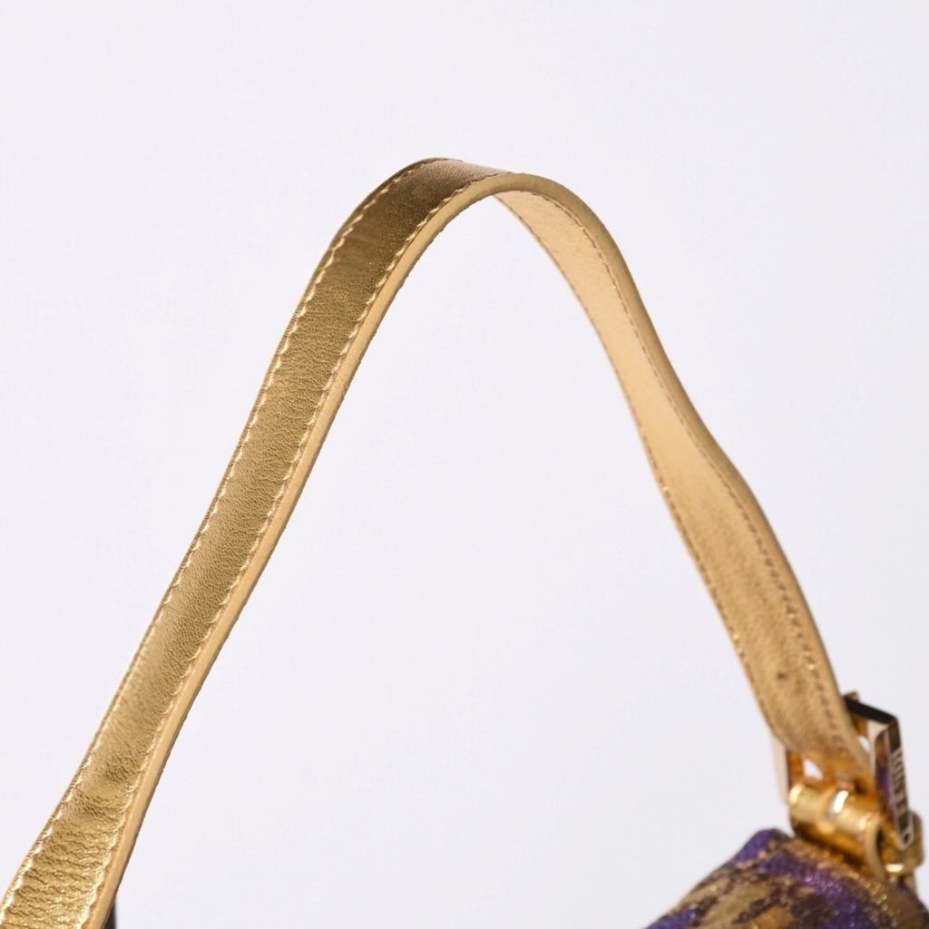 Fendi Mamma Baguette Bag Zucca Jacquard Gold Purple Brown — view 6