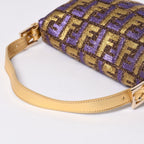 Fendi Mamma Baguette Bag Zucca Jacquard Gold Purple Brown — view 7