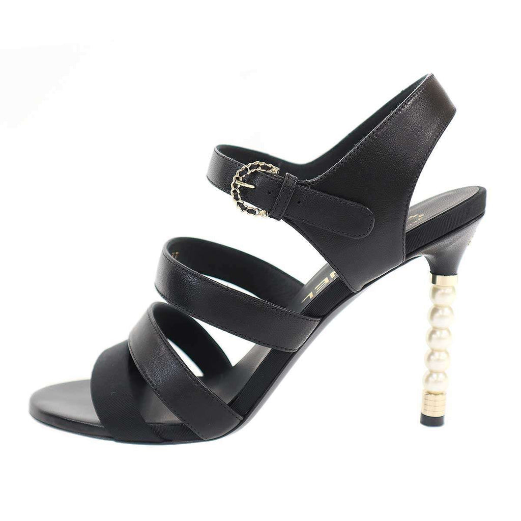 Chanel Pearl Heels tola sandals Black — view 2
