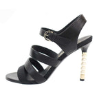 Chanel Pearl Heels tola sandals Black — view 2