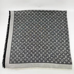 Louis Vuitton Monogram Shaw Silk Black Gray Vintage Scarf — view 2