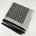 Louis Vuitton Monogram Shaw Silk Black Gray Vintage Scarf