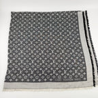 Louis Vuitton Monogram Shaw Silk Black Gray Vintage Scarf — view 3