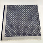 Louis Vuitton Monogram Shaw Silk Navy Vintage Scarf — view 3