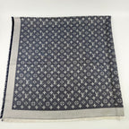 Louis Vuitton Monogram Shaw Silk Navy Vintage Scarf — view 4