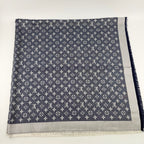 Louis Vuitton Monogram Shaw Silk Navy Vintage Scarf — view 5