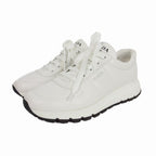 Prada Lambskin Low Cut Sneakers Shoes 6 White