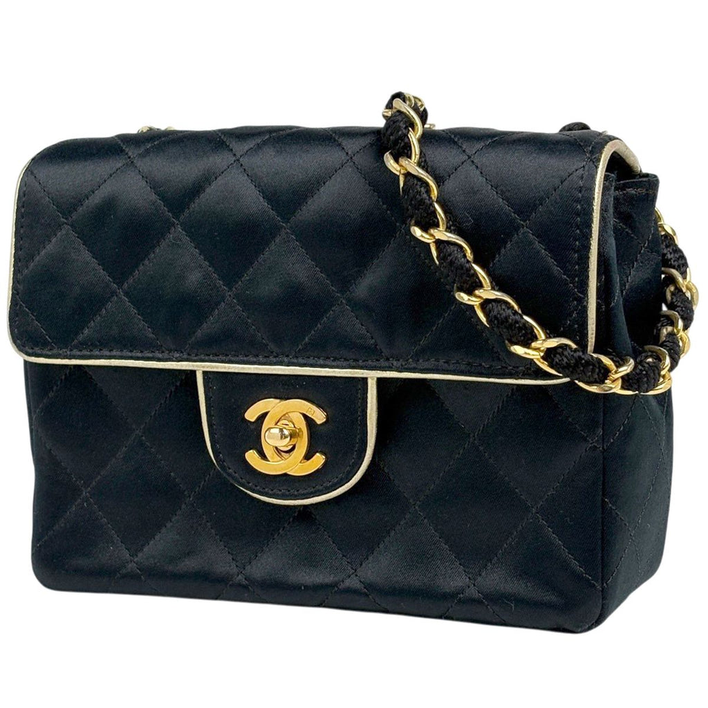 Chanel Mini Quilted Che Shoulder Bag CC Logo Black