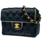 Chanel Mini Quilted Che Shoulder Bag CC Logo Black