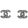 Chanel CC Logo Line Earrings Tale Silver