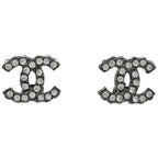 Chanel CC Logo Line Earrings Tale Silver