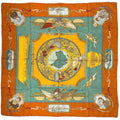 Hermes Carre 90 Geographe Scarf Silk Orange Multicolor