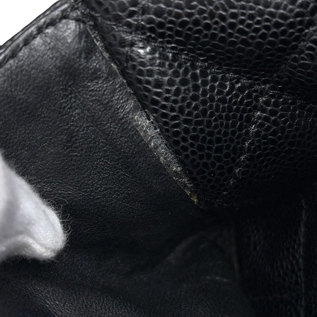 Chanel CC Logo Chain Shoulder Bag Quilted Caviar Leather Black — view 8