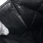 Chanel CC Logo Chain Shoulder Bag Quilted Caviar Leather Black — view 8