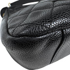 Chanel CC Logo Chain Shoulder Bag Quilted Caviar Leather Black — view 7