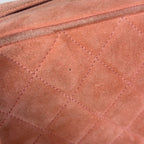 Chanel CC Logo Che Shoulder Bag Quilted Suede Pink — view 5