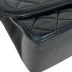 Chanel CC Logo Chain Shoulder Bag Quilted Leather Black — view 7