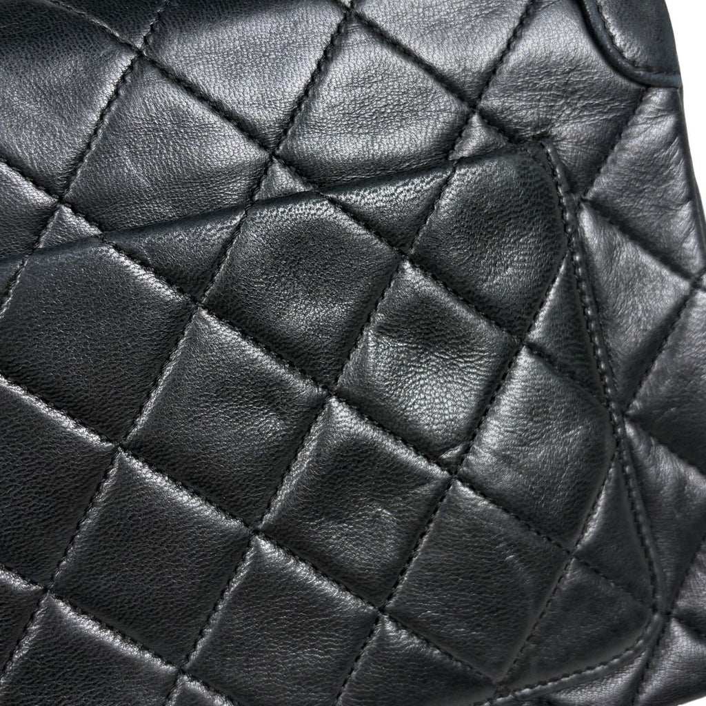 Chanel CC Logo Chain Shoulder Bag Quilted Leather Black — view 8