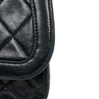 Chanel CC Logo Chain Shoulder Bag Quilted Leather Black — view 9