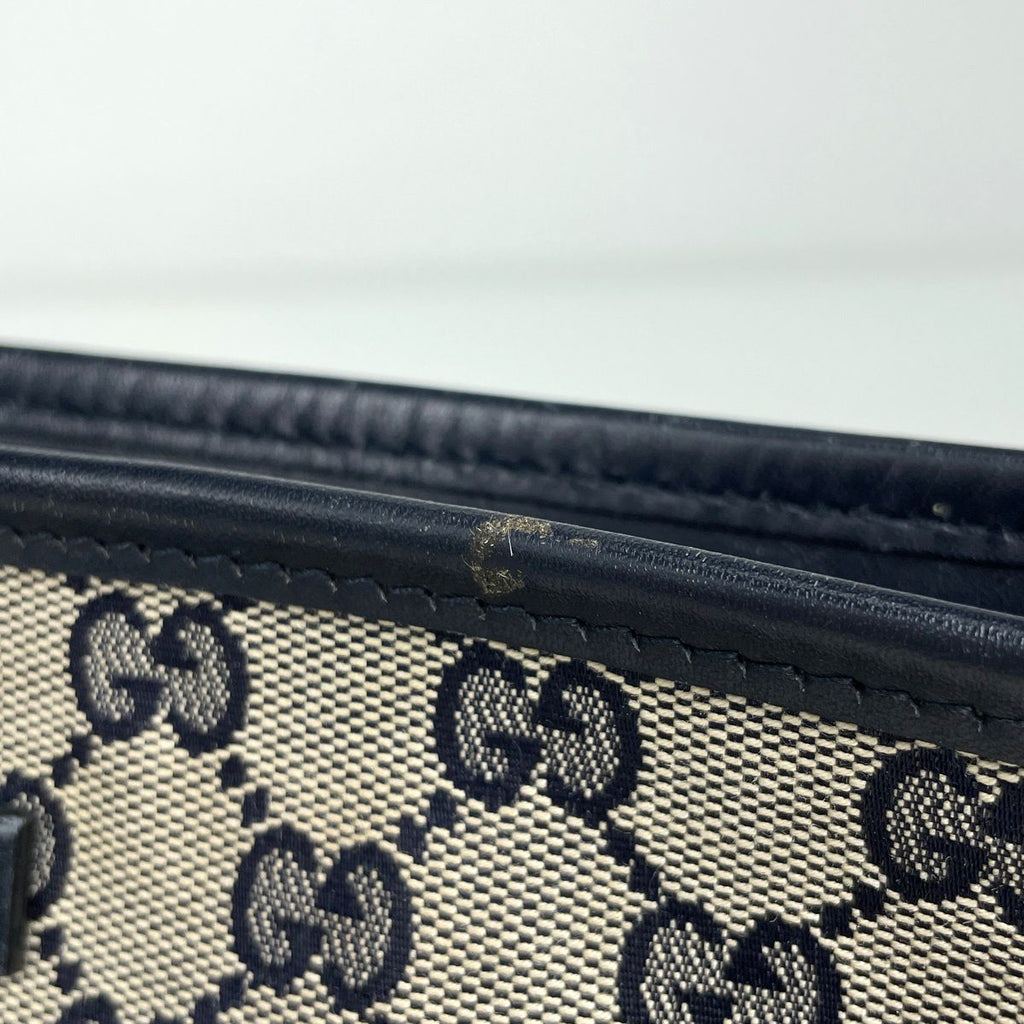 Gucci GG Pattern Shoulder Bag Sherry Line Canvas Navy Beige — view 5
