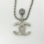 Chanel CC Logo Line Necklace Silver Plating — view 2