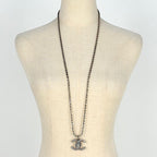 Chanel CC Logo Line Necklace Silver Plating — view 5