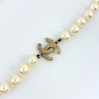 Chanel CC Logo ninepearl Necklace White — view 2