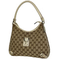 Gucci GG Pattern Shoulder Bag Abbey Canvas Beige