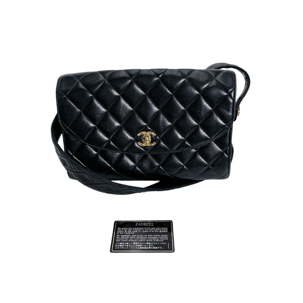 Chanel Lambskin Cross Belt Bag Quilted Black