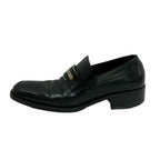 Gucci Loafers 41 Black Plate Logo Leather