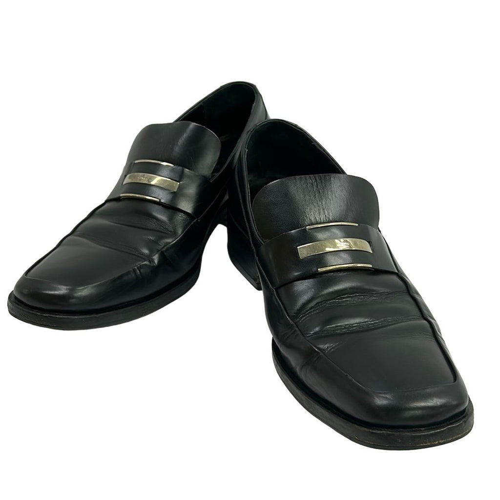 Gucci Loafers 41 Black Plate Logo Leather — view 2
