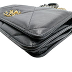 Chanel Lambskin Chain Wallet 19 Shoulder Bag Black — view 6