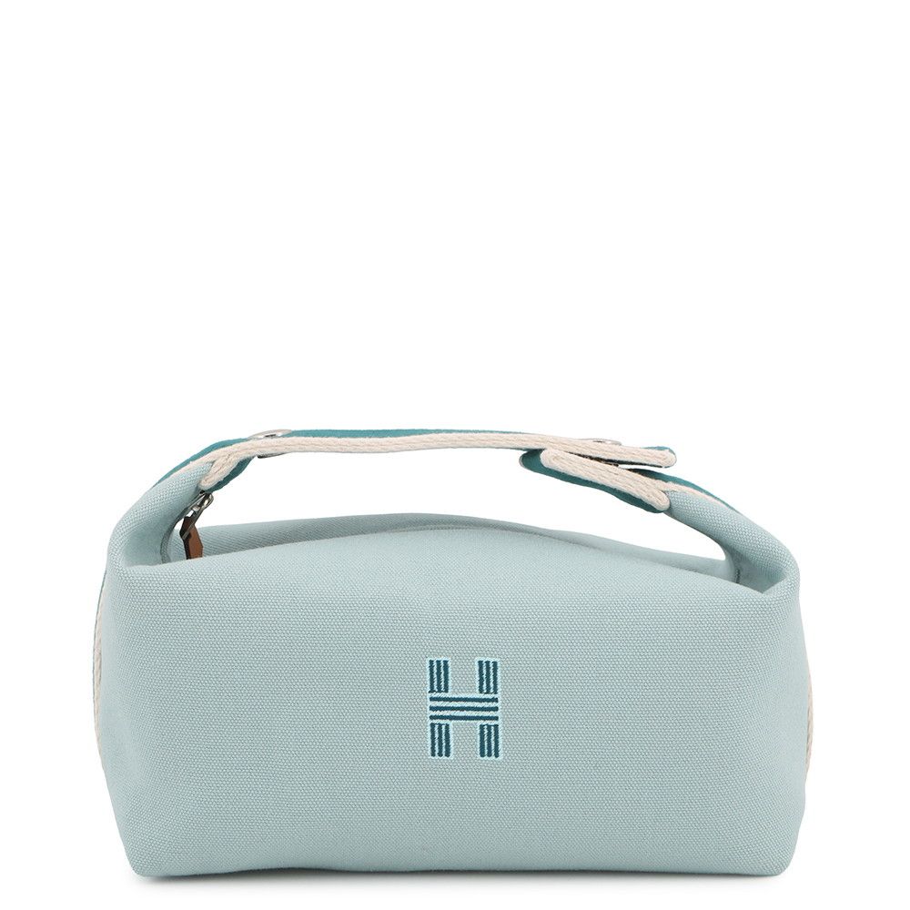 Hermes Pouch Bride-a-Brac PM Eucalyptus Silver Canvas Case