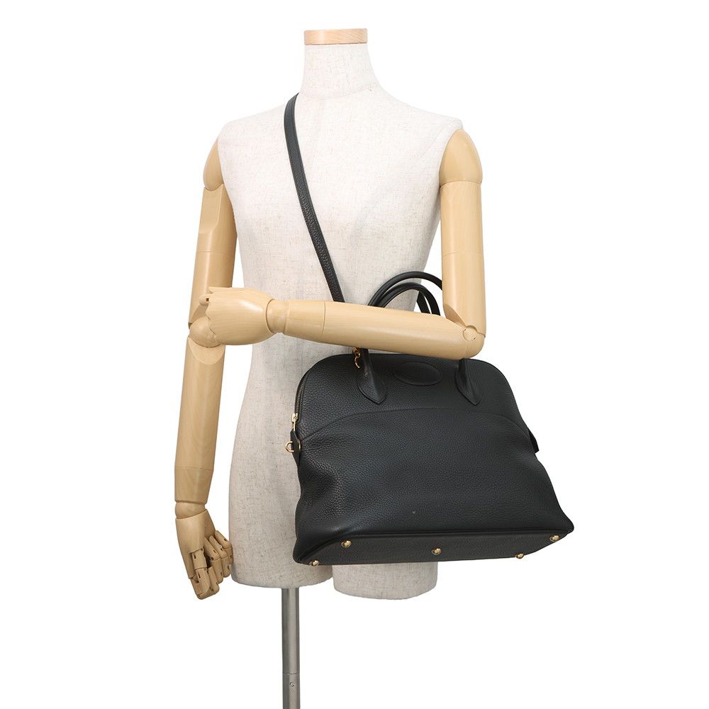 Hermes Handbag Bolide 35 Black Gold Taurillon Clemence 2-Way — view 5