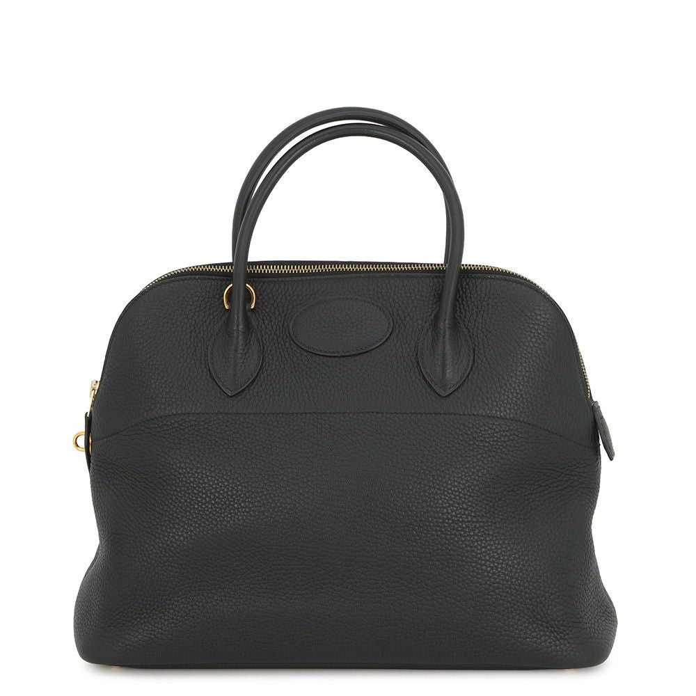 Hermes Handbag Bolide 35 Black Gold Taurillon Clemence 2-Way