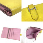 Hermes Bifold Wallet Bearn Compact Verso Epsom Yellow Pink — view 7
