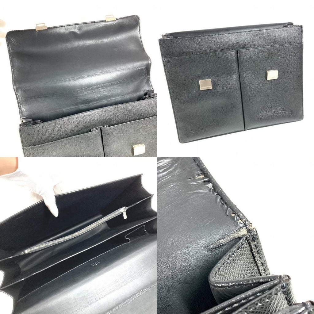 Louis Vuitton Business Bag Serviette Kazan Taiga Leather Ardoise Black — view 8