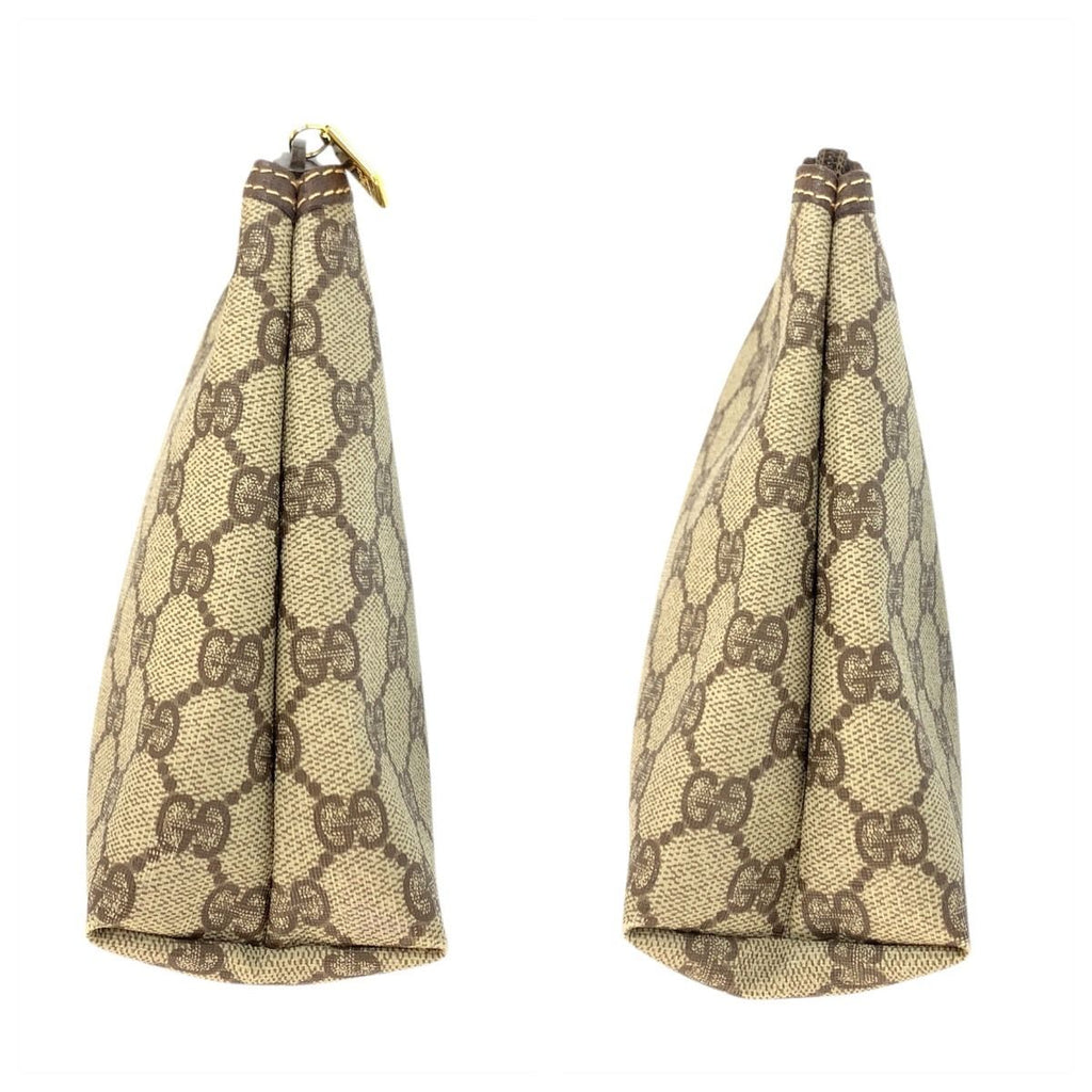 Gucci Beige Brown GG Supreme Canvas Leather Clutch — view 6