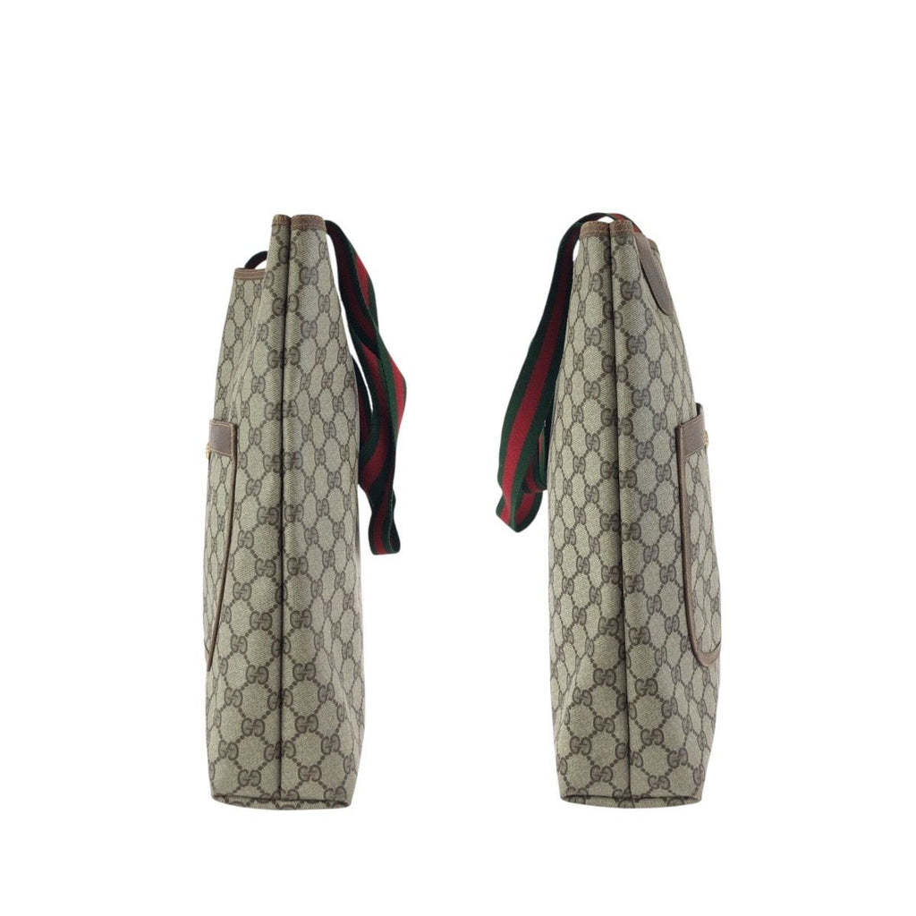 Gucci Vintage Sherry Line Beige GG Supreme Canvas Shoulder Bag — view 8