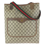 Gucci Vintage Sherry Line Beige GG Supreme Canvas Shoulder Bag